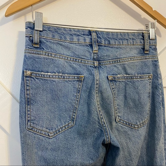 MNG Mango High Rise Crop Ankle Denim Straight Leg Mom Jeans Light Wash Sz 1 - Picture 5 of 9